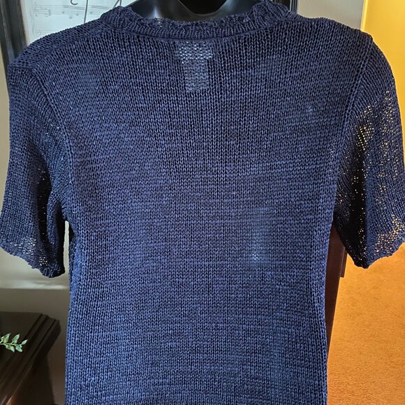 Sag Harbor Single Button Front Cardigan - Large Navy Blue - Picture 4 of 6